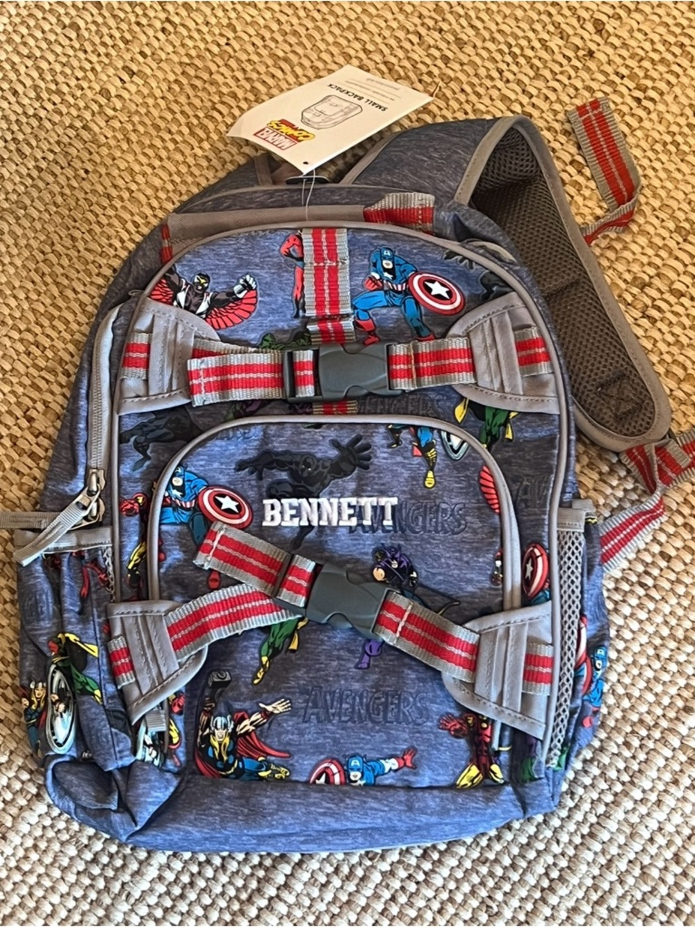 Pottery Barn Kids Blue Marvel Avengers Backpack with Red Straps